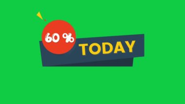 Bugün sadece yeşil ekrandaki animasyon logosu% 60 indirimli, acil sınırlı satış, e-ticaret indirimi, alışveriş promosyonu