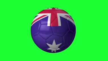 Avustralya 3D futbol bayrağı animasyonu, spor görselleri için yeşil ekranda sallanıyor