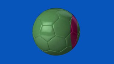 Cezayir 3D futbol bayrağı animasyonu, spor görselleri için mavi ekranda sallanıyor