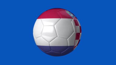 Hırvatistan 3D futbol bayrağı animasyonu, spor görselleri için yeşil ekranda sallanıyor