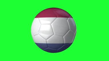 Hollanda 3D futbol bayrağı animasyonu, spor görselleri için yeşil ekranda sallanıyor