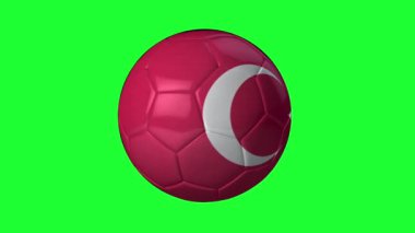 Canlı yeşil ekran arka planında dalgalanan Türk futbol bayrağının dinamik 3D animasyonu
