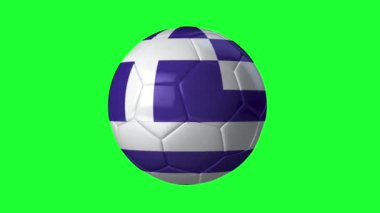 Yunanistan 3D futbol bayrağı animasyonu, spor görselleri için yeşil ekranda sallanıyor