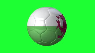Yeşil ekranda Galler 'in 3 boyutlu futbol bayrağı animasyonu