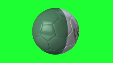 Meksika 3D futbol bayrağı animasyonu, spor görselleri için yeşil ekranda dalgalanıyor