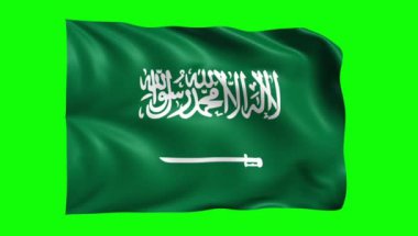 Suudi Arabistan yeşil ekranda bayrak animasyonu sallıyor. Krom anahtarlama ve hareket grafikleri için mükemmel.