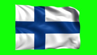 Finlandiya 'da yeşil ekranda bayrak animasyonu sallamak, krom anahtarlama ve hareket grafikleri için mükemmel