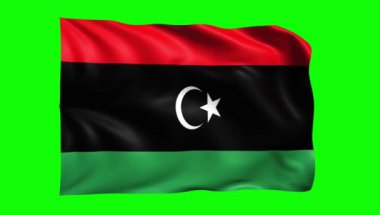 Libya 'nın yeşil ekranda bayrak animasyonu sallaması, krom anahtarlama ve hareket grafikleri için mükemmel