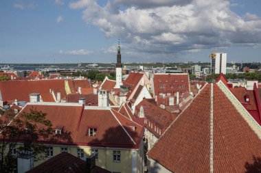 Yazın, Temmuz 'da eski Tallinn kasabasının çatılarını görmek. Estonya