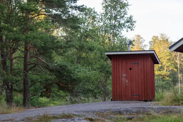Finlandiya ormanında gübre tuvaleti. Çevre dostu ahşap WC atık olarak gübreleme sistemini kullanıyor, sürdürülebilir turizmi destekliyor ve doğayı koruyor