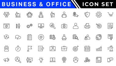 İş ve Finans web simgeleri aynı hizada. Para, banka, bağlantı, bilgi. Simge koleksiyonu. Vektör illüstrasyonu