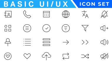 ui / ux simge seti, kullanıcı arayüzü simge koleksiyonu.