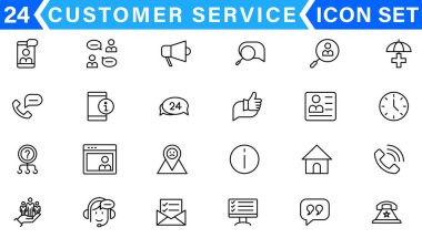 Customer service icon set. Containing customer satisfied, assistance, experience, feedback, operator and technical support icons