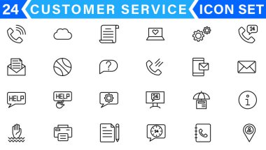 Customer service icon set. Containing customer satisfied, assistance, experience, feedback, operator and technical support icons