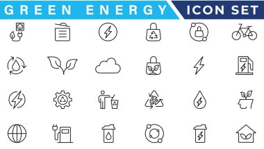 Çevre ve alternatif yeşil enerji simgeleri ayarlandı