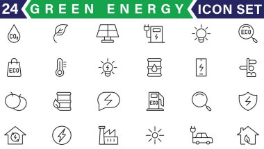 Biyo-yakıt, Yeşil Enerji Hattı Simgesi Ayarlandı. Yenilenebilir Doğa Gücü Doğrusal Piktogram. Çevresel Kaynak Özet Sembolünün Geri Dönüşümü. Eko Elektrik Enerjisi. Düzenlenebilir Vuruş. İzole Vektör İllüstrasyonu