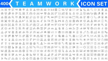 Teamwork line icons set. Businessman outline icons collection. Work group and human resources. Business teamwork, human resources, meeting, partnership, meeting, work group, success