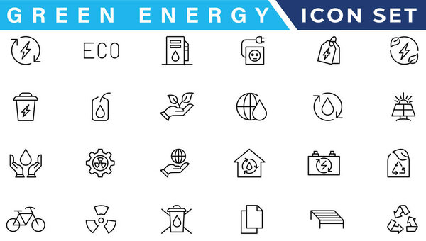 Набор экологических и альтернативных значков зеленой энергии