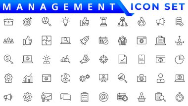 İş ve yönetim çizgisi simgeleri ayarlandı. Yönetim simgesi koleksiyonu