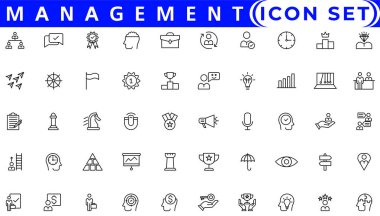 Set of project management icons. Simple line art style icons pack. Vector illustration