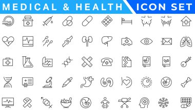 Medecine and Health flat icons. Collection health care medical sign icons