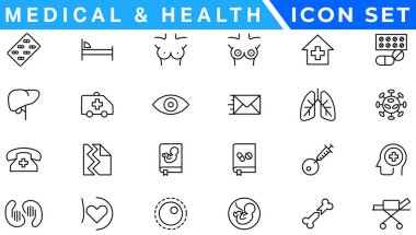 Medecine and Health flat icons. Collection health care medical sign icons