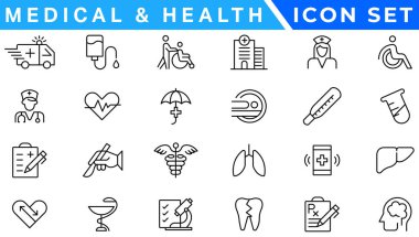 Medecine and Health flat icons. Collection health care medical sign icons