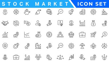 Set of outline stock market icons. Minimalist thin linear web icon set. vector illustration.