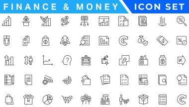 Muhasebe web simgeleri ayarlandı. Muhasebe ve Denetim - basit ince çizgi simgeleri koleksiyonu. Mali durum, vergiler, muhasebeci, mali denetim, fatura, gelir ve daha fazlasını içeriyor. Basit ağ simgeleri ayarlandı
