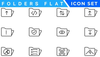 Dizinler düz çizgi simgeleri ayarlandı. Dosya kataloğu, belge araması, dizin senkronizasyonu, yerel ağ vektör çizimleri. Web sitesi için en küçük işaretleri özetle