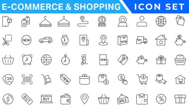 E-commerce avd Shopping icons collection set. Online shopping thin line icons. Shop icons vector clipart