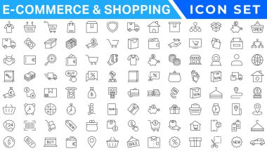 E-commerce avd Shopping icons collection set. Online shopping thin line icons. Shop icons vector clipart