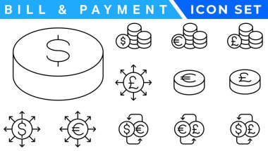 Para basit bir Set vektör hat simgeleri ile ilgili. M-cüzdan, Atm, paket para, el yazı tura ve daha fazla olarak böyle simgeleri içerir. Düzenlenebilir inme. 48 x 48 piksel mükemmel.