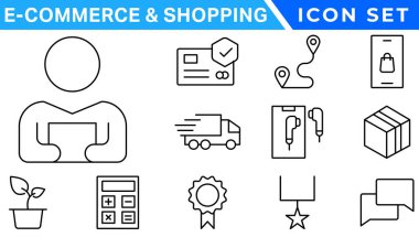 E-commerce avd Shopping icons collection set. Online shopping thin line icons. Shop icons vector clipart