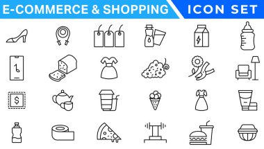 E-commerce avd Shopping icons collection set. Online shopping thin line icons. Shop icons vector clipart