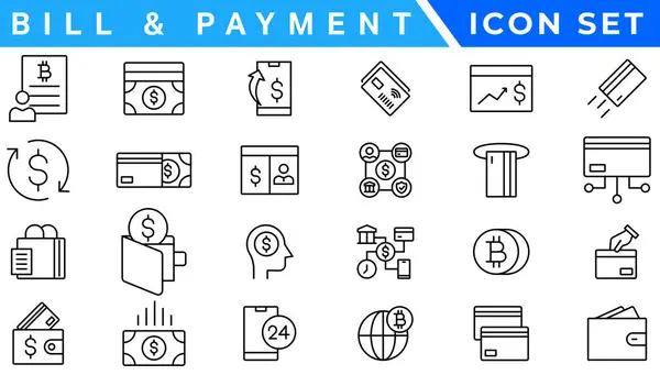 Fintech modern ikonlar. Basit çizgi sanat simgeleri paketi. Vektör illüstrasyonu. Minimalist ince doğrusal ağ simgesi kümesini çiz. Vektör illüstrasyonu. Taslak simgesi 