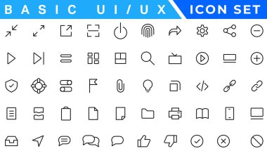 Temel Ux / Ui Simgeleri, Web & App desogm simgesi seti. ui ux satır simgesi, kullanıcı arayüzü simgesi koleksiyonu.