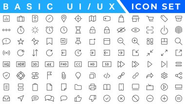 Temel Ux / Ui Simgeleri, Web & App desogm simgesi seti. ui ux satır simgesi, kullanıcı arayüzü simgesi koleksiyonu.