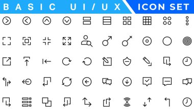 Temel Ux / Ui Simgeleri, Web & App desogm simgesi seti. ui ux satır simgesi, kullanıcı arayüzü simgesi koleksiyonu.