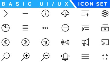 Temel Ux / Ui Simgeleri, Web & App desogm simgesi seti. ui ux satır simgesi, kullanıcı arayüzü simgesi koleksiyonu.