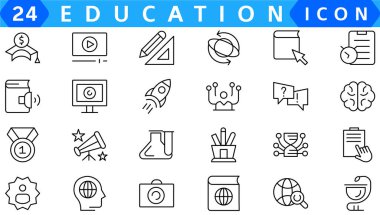 Eğitim, başarı, akademik konular ve daha fazlası ile ilgili 50 farklı vektör ikonu ile okul simgesine dönüş. Kendi ihtiyaçlarınız için düzenlenebilir felç
