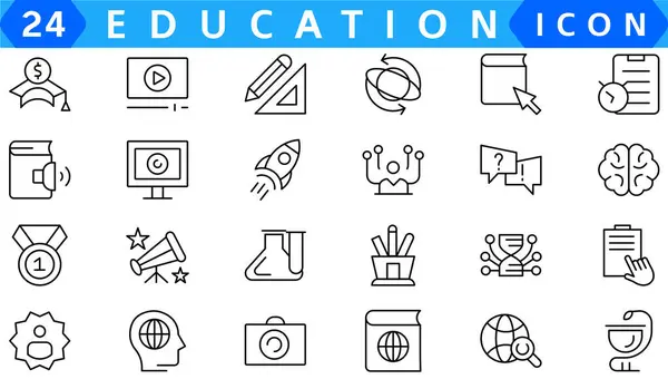 Eğitim, başarı, akademik konular ve daha fazlası ile ilgili 50 farklı vektör ikonu ile okul simgesine dönüş. Kendi ihtiyaçlarınız için düzenlenebilir felç