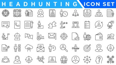 Headhunting And Human Resources minimal thin editable stroke icon set. Included the line icons as Recruitment, Career Goals, Resume or CV, and more. clipart