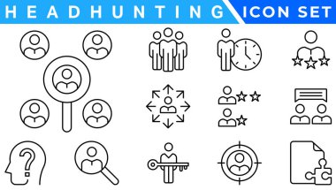 Headhunting And Human Resources minimal thin editable stroke icon set. Included the line icons as Recruitment, Career Goals, Resume or CV, and more. clipart