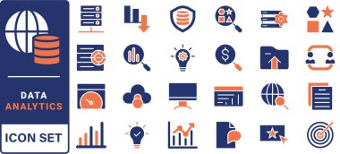 Veri analiz çizgisi simgeleri ayarlandı. Analizler, sunucu, madencilik, veri filtresi, trafik, yapay zeka, sunucu, izleme. İstatistik ve analitik taslak simge koleksiyonu. - Hisse senedi vektörü. Veri analiz çizgisi simgeleri ayarlandı. Analizler, sunucu, madencilik, veri filtresi, trafik, A