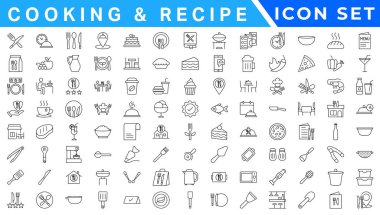 Premium Aşçılık ve Tarif Simgeleri Hattı, Taslak, Asgari, Vektör Mutfak Aşçısı Yemek Pişirme Restoranı UI Simgeleri