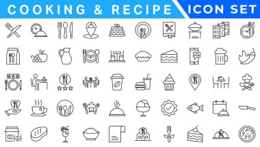 Premium Aşçılık ve Tarif Simgeleri Hattı, Taslak, Asgari, Vektör Mutfak Aşçısı Yemek Pişirme Restoranı UI Simgeleri