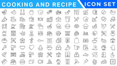 Premium Aşçılık ve Tarif Simgeleri Hattı, Taslak, Asgari, Vektör Mutfak Aşçısı Yemek Pişirme Restoranı UI Simgeleri