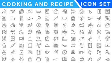 Premium Aşçılık ve Tarif Simgeleri Hattı, Taslak, Asgari, Vektör Mutfak Aşçısı Yemek Pişirme Restoranı UI Simgeleri