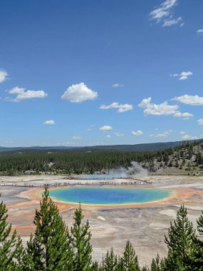 Yellowstone Ulusal Parkı 'ndaki Büyük Prizma Pınarları' ndaki en büyük kaplıcayla açık gökyüzü